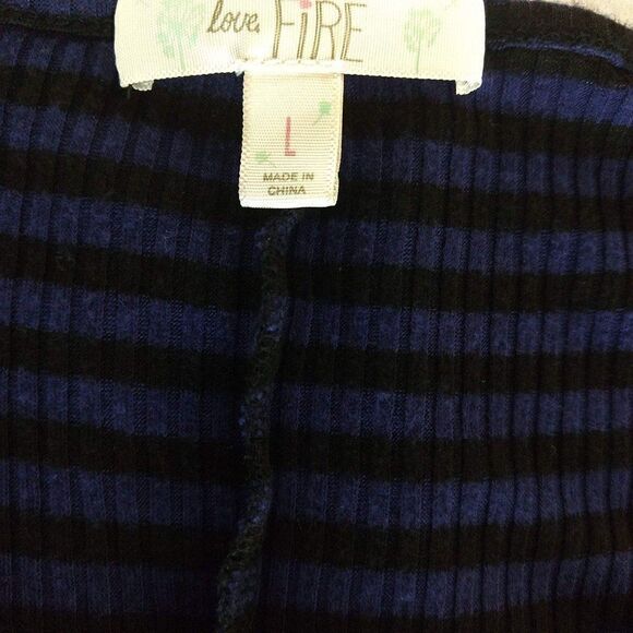 Love Fire Blue and Black Striped Rib Knit Dress Size Large - Picture 4 of 5